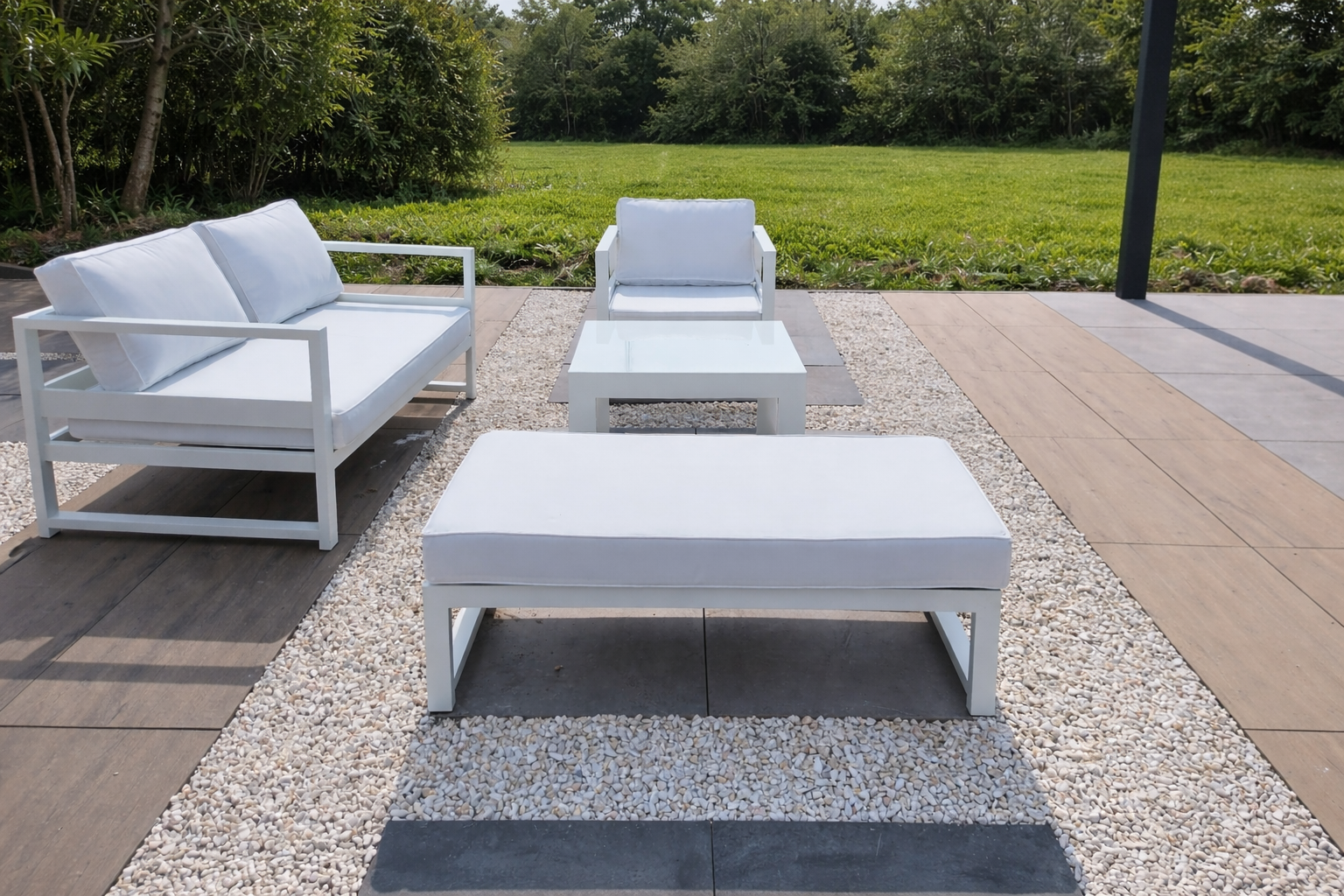 Sevilla Mini - zestaw mebli ogrodowych (sofa + fotel + pufa + stolik)